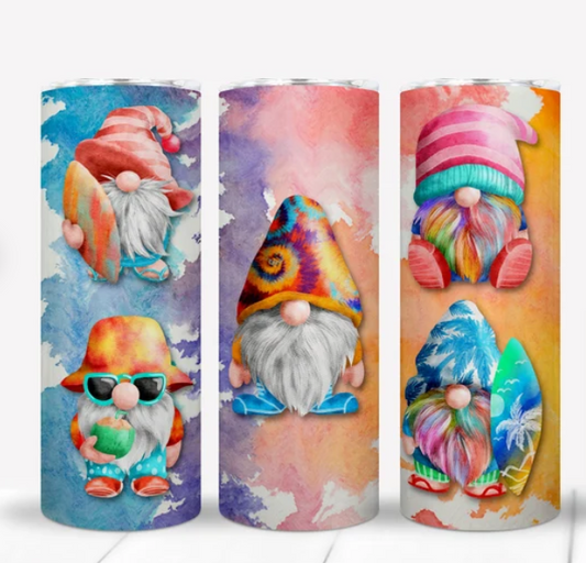 Beach Gnomes Sublimation Transfer or Finished Tumbler