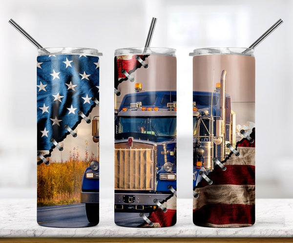 American Trucker Sublimation TRANSFER OR FINISHED TUMBLER