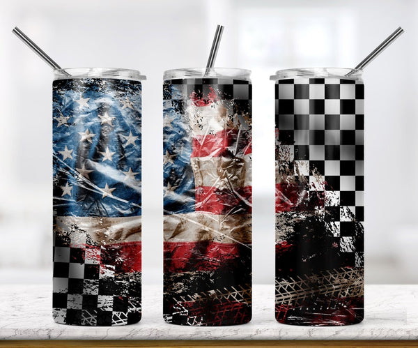 American Racing Sublimation TRANSFER OR FINISHED TUMBLER