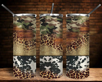 Cowhide Leopard Camo Sublimation Transfer or Finished Tumbler