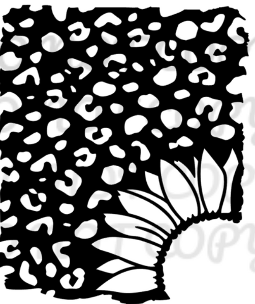 10x8 Leopard Sunflower Bleach Stencil Rectangle