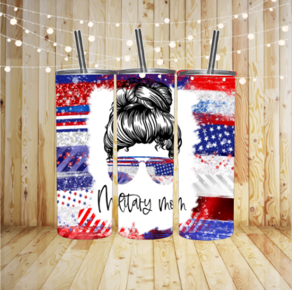 Red/Blue Military Mom Sublimation Tumbler Transfer